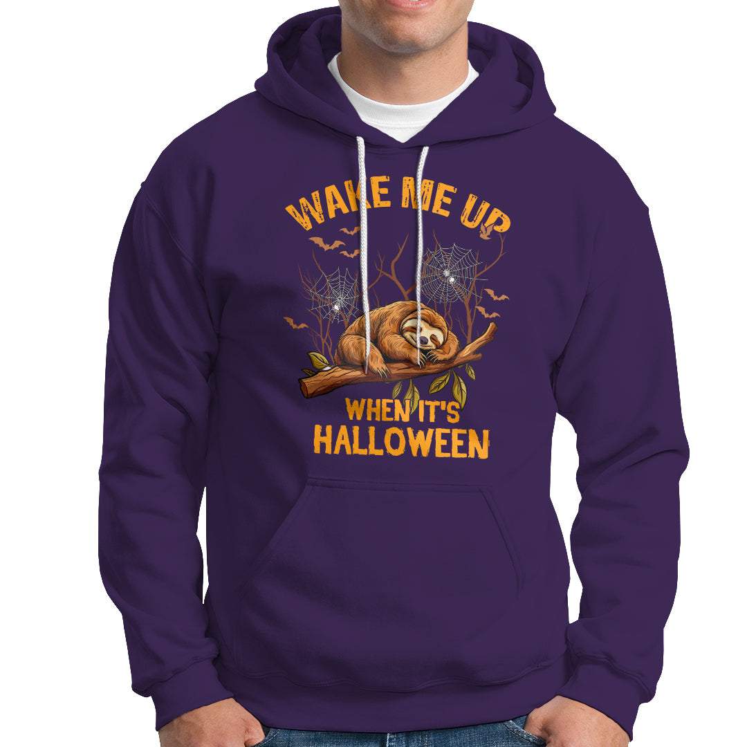 Halloween Sloth Hoodie Wake Me Up When It's Halloween Spooky Season Trick Or Treat - Wonder Print Shop