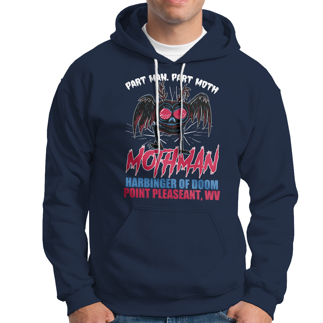 Funny Mothman Hoodie Part Man Part Moth Harbinger Of Doom Point Pleasent WV - Wonder Print Shop