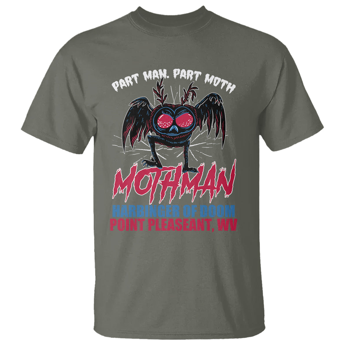 Funny Mothman T Shirt Part Man Part Moth Harbinger Of Doom Point Pleasent WV - Wonder Print Shop