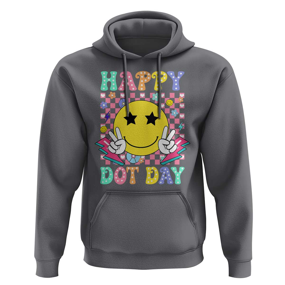 Happy Dot Day Hoodie Cute Smile Face Retro Groovy - Wonder Print Shop