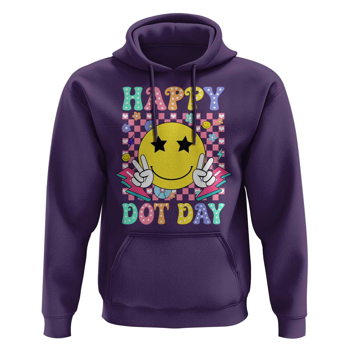 Happy Dot Day Hoodie Cute Smile Face Retro Groovy - Wonder Print Shop