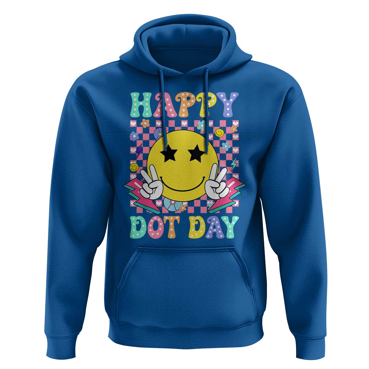 Happy Dot Day Hoodie Cute Smile Face Retro Groovy - Wonder Print Shop