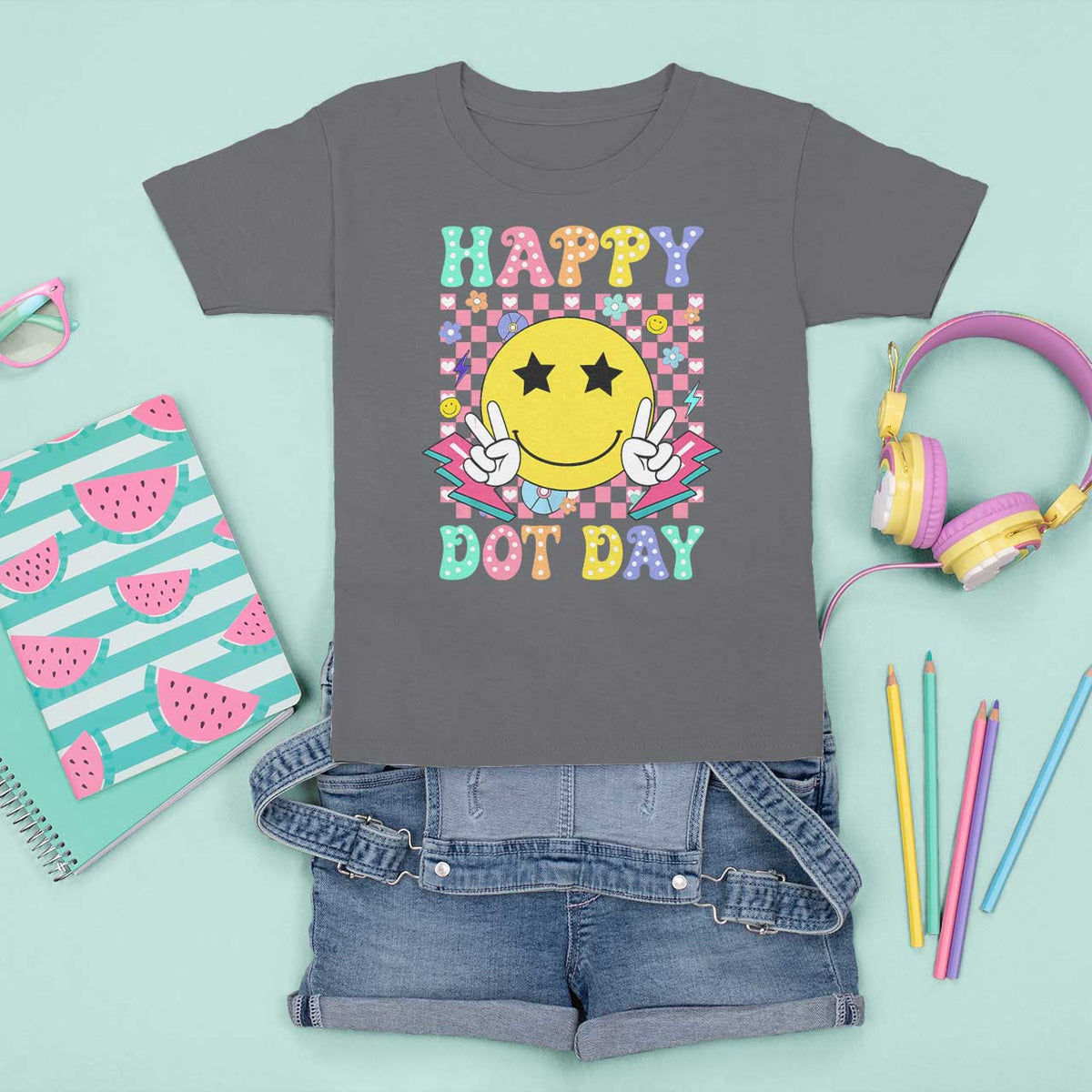 Happy Dot Day T Shirt For Kid Cute Smile Face Retro Groovy - Wonder Print Shop