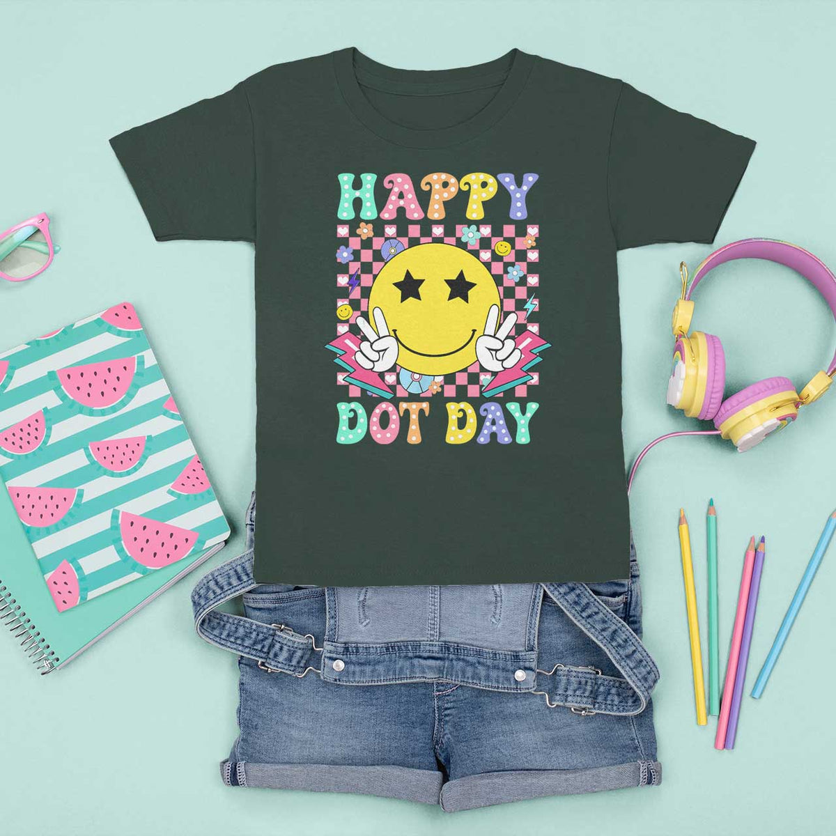 Happy Dot Day T Shirt For Kid Cute Smile Face Retro Groovy - Wonder Print Shop