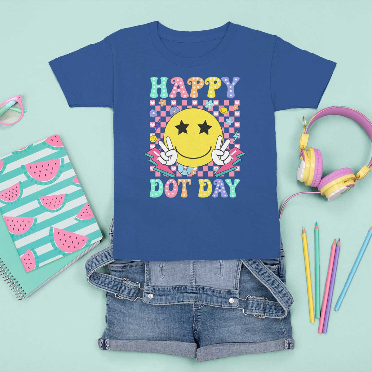 Happy Dot Day T Shirt For Kid Cute Smile Face Retro Groovy - Wonder Print Shop