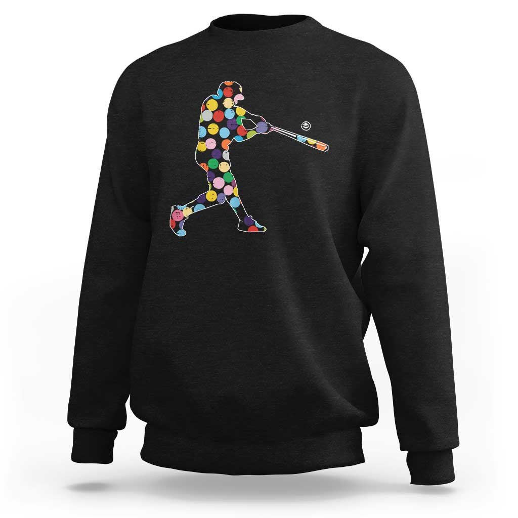 Happy Dot Day Sweatshirt Polka Dots Art Baseball Player - Wonder Print Shop