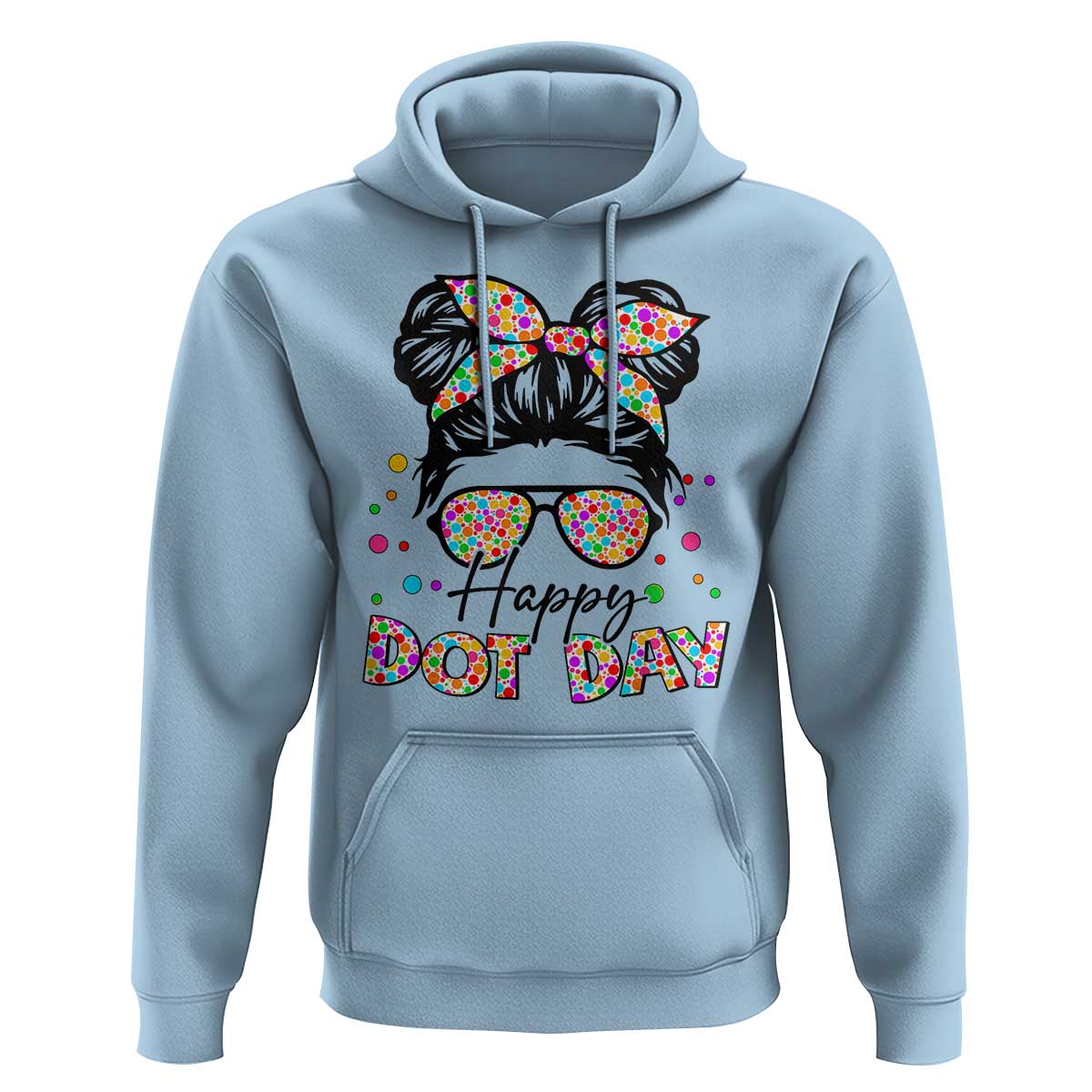 Happy Dot Day Messy Bun Girl Hoodie Colorful Polka Dots - Wonder Print Shop