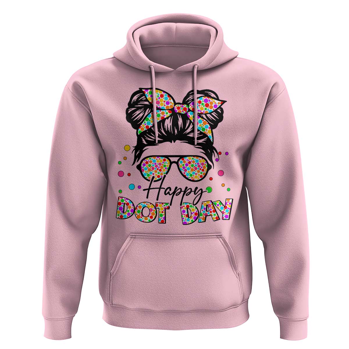 Happy Dot Day Messy Bun Girl Hoodie Colorful Polka Dots - Wonder Print Shop
