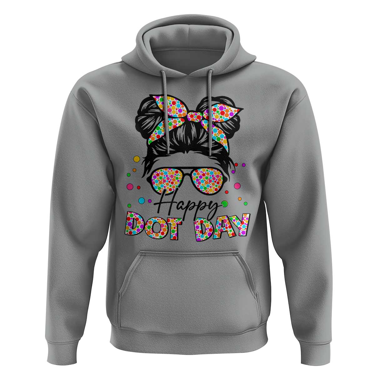 Happy Dot Day Messy Bun Girl Hoodie Colorful Polka Dots - Wonder Print Shop