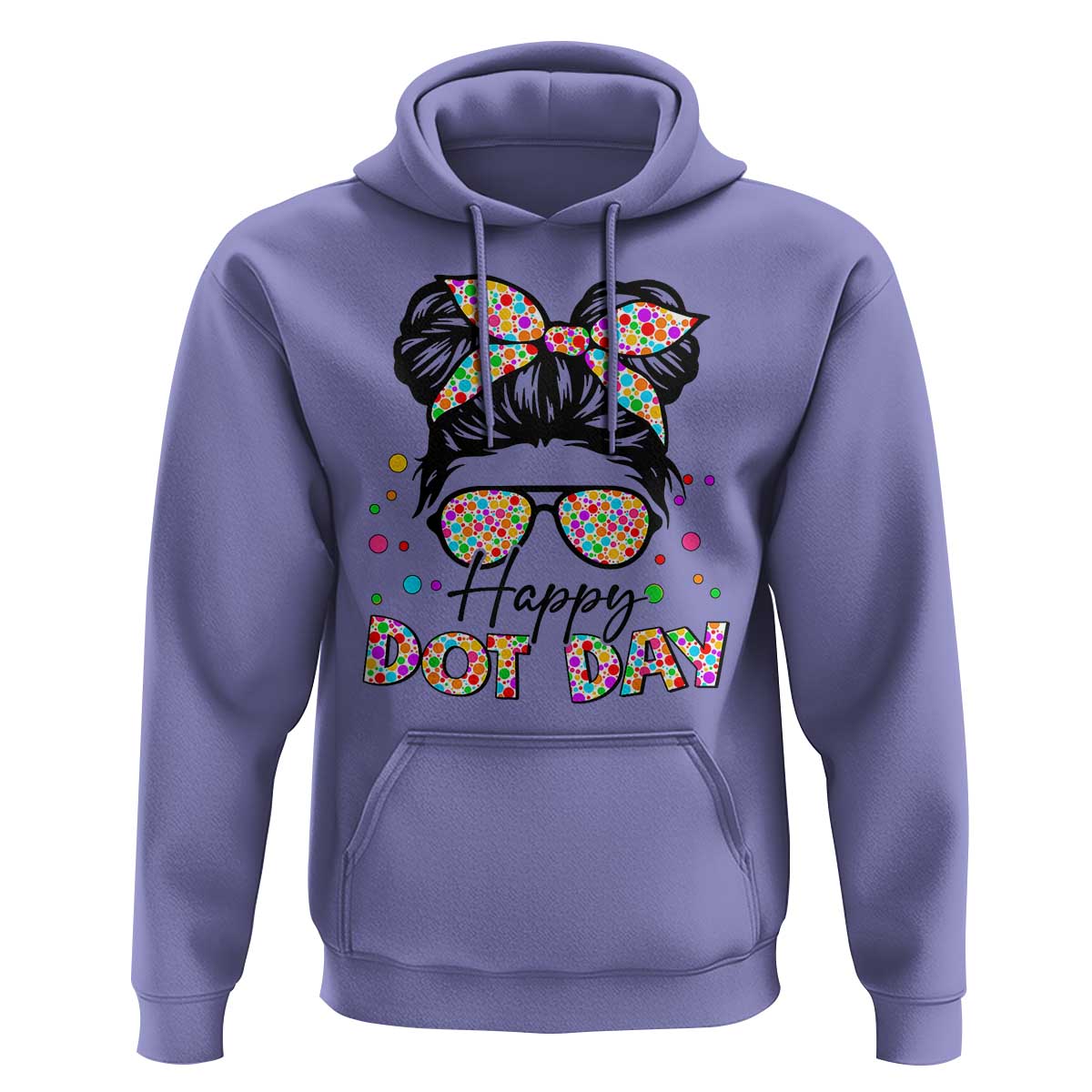 Happy Dot Day Messy Bun Girl Hoodie Colorful Polka Dots - Wonder Print Shop