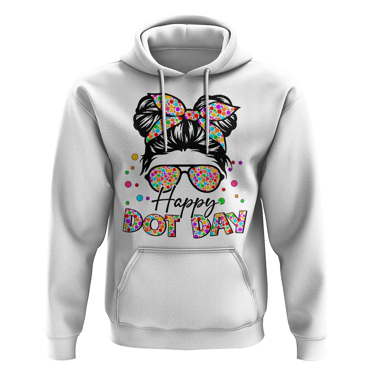 Happy Dot Day Messy Bun Girl Hoodie Colorful Polka Dots - Wonder Print Shop
