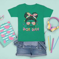 Happy Dot Day Messy Bun Girl T Shirt For Kid Colorful Polka Dots - Wonder Print Shop
