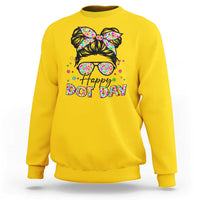 Happy Dot Day Messy Bun Girl Sweatshirt Colorful Polka Dots - Wonder Print Shop