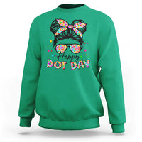 Happy Dot Day Messy Bun Girl Sweatshirt Colorful Polka Dots - Wonder Print Shop
