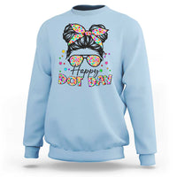 Happy Dot Day Messy Bun Girl Sweatshirt Colorful Polka Dots - Wonder Print Shop