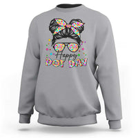 Happy Dot Day Messy Bun Girl Sweatshirt Colorful Polka Dots - Wonder Print Shop