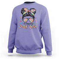 Happy Dot Day Messy Bun Girl Sweatshirt Colorful Polka Dots - Wonder Print Shop
