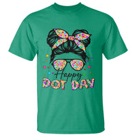 Happy Dot Day Messy Bun Girl T Shirt Colorful Polka Dots - Wonder Print Shop