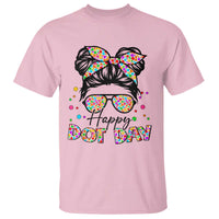 Happy Dot Day Messy Bun Girl T Shirt Colorful Polka Dots - Wonder Print Shop