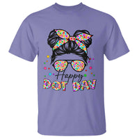 Happy Dot Day Messy Bun Girl T Shirt Colorful Polka Dots - Wonder Print Shop