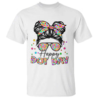 Happy Dot Day Messy Bun Girl T Shirt Colorful Polka Dots - Wonder Print Shop
