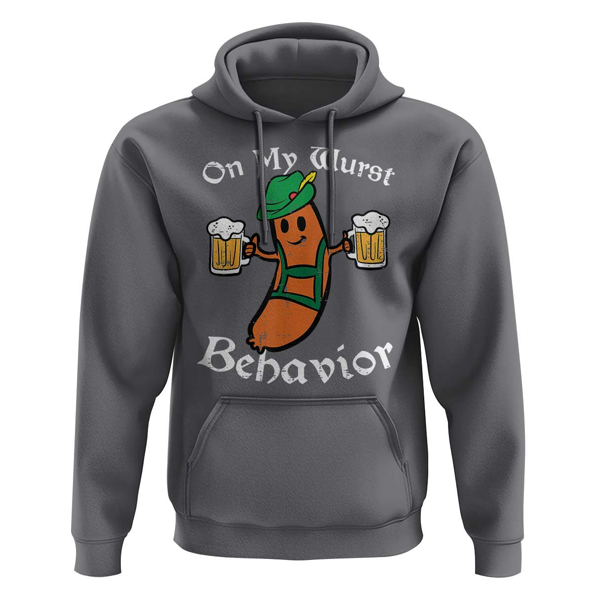 Funny Oktoberfest Hoodie On My Wurst Behavior German Sausage - Wonder Print Shop