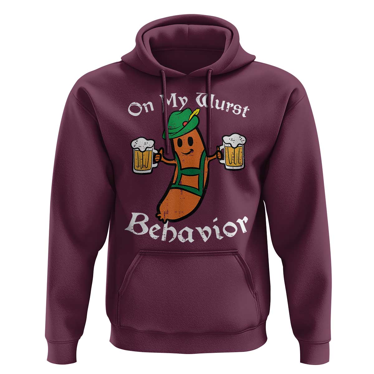 Funny Oktoberfest Hoodie On My Wurst Behavior German Sausage - Wonder Print Shop
