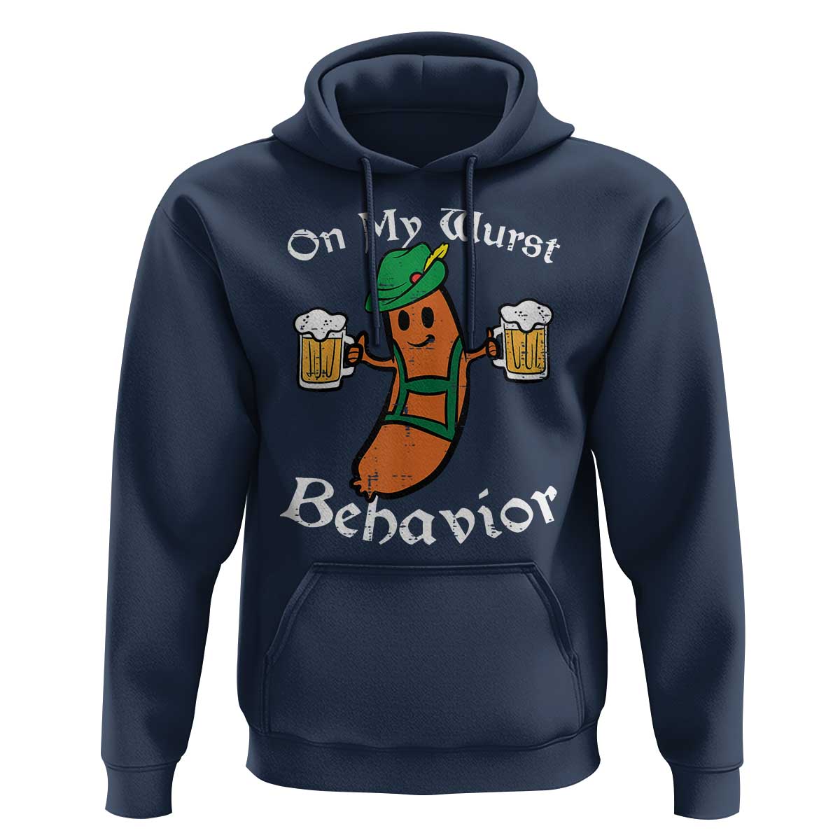 Funny Oktoberfest Hoodie On My Wurst Behavior German Sausage - Wonder Print Shop