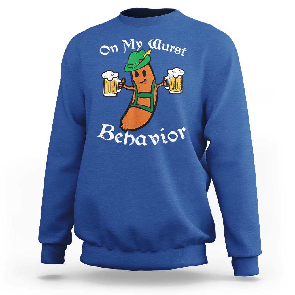 Funny Oktoberfest Sweatshirt On My Wurst Behavior German Sausage - Wonder Print Shop