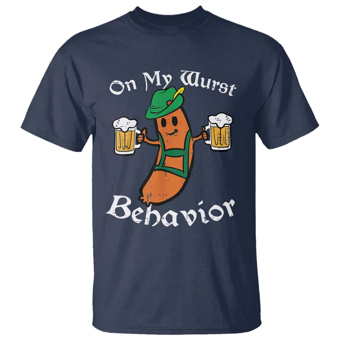 Funny Oktoberfest T Shirt On My Wurst Behavior German Sausage - Wonder Print Shop