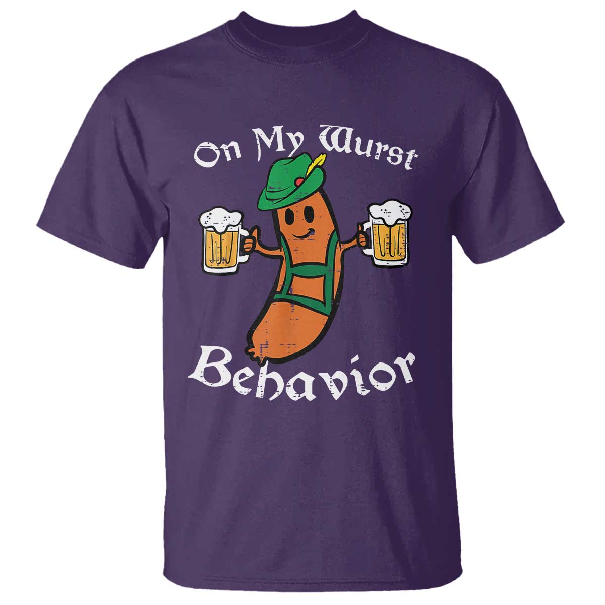 Funny Oktoberfest T Shirt On My Wurst Behavior German Sausage - Wonder Print Shop