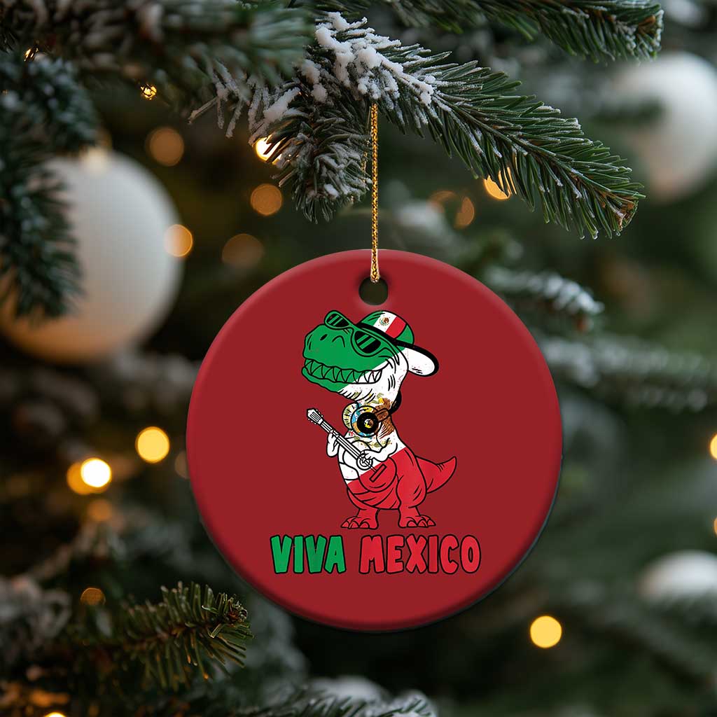 Viva Mexico Christmas Ornament Funny Mexican Dance Dinosaur Hispanic Heritage - Wonder Print Shop