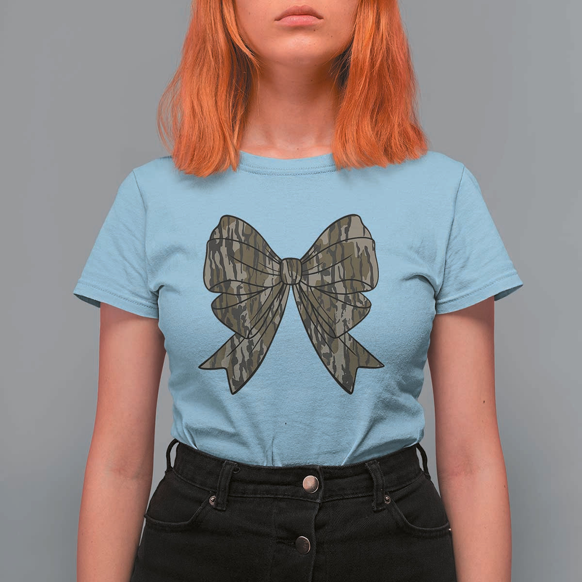 Camo Coquette Bow Duck Hunting T Shirt For Women Retro Camouflage - Wonder Print Shop
