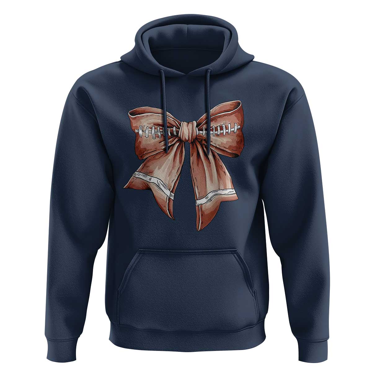 Coquette Bow Pumpkin American Football Hoodie Retro Thanksgiving Autumn Vibe - Wonder Print Shop