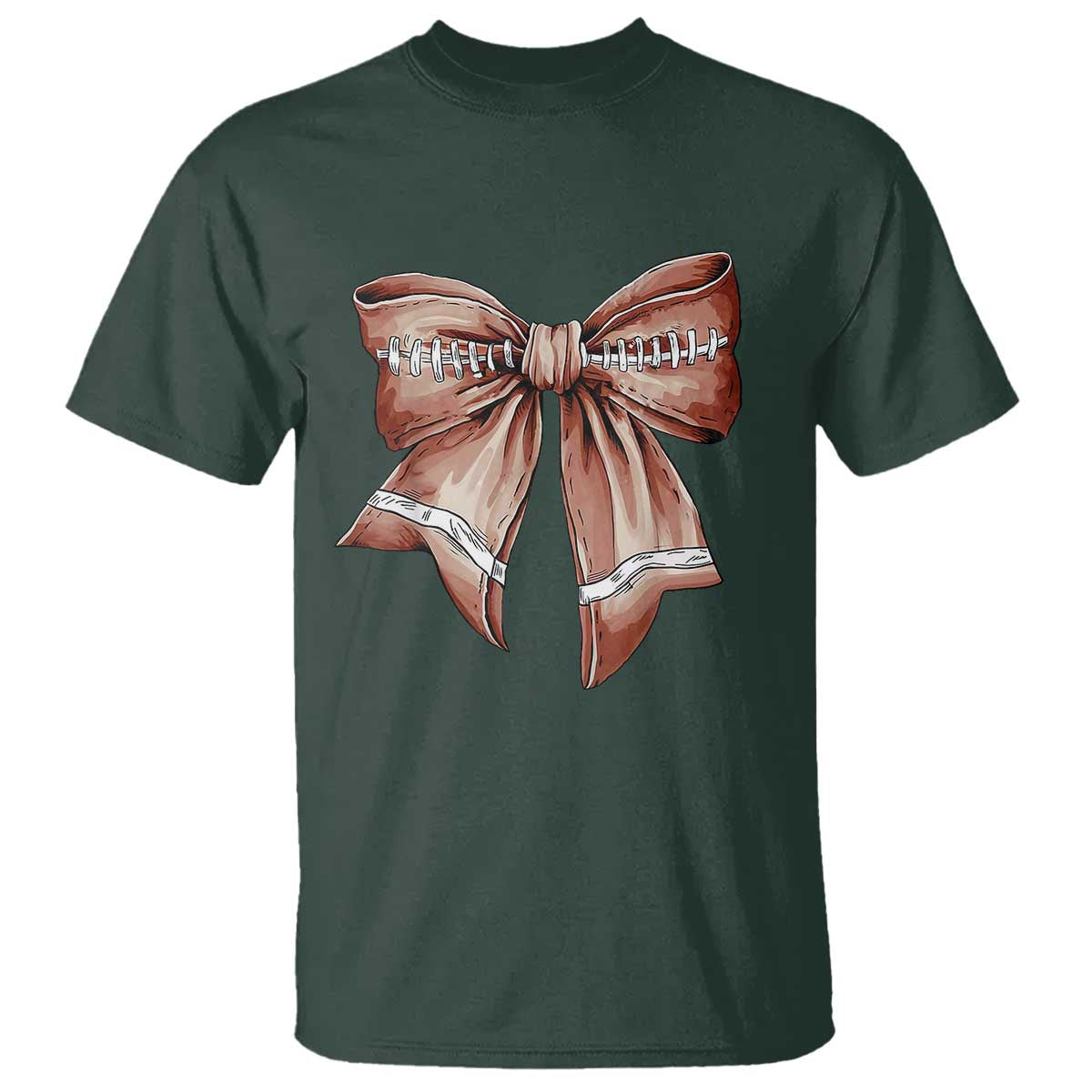 Coquette Bow Pumpkin American Football T Shirt Retro Thanksgiving Autumn Vibe - Wonder Print Shop