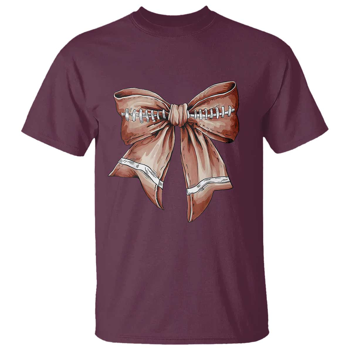 Coquette Bow Pumpkin American Football T Shirt Retro Thanksgiving Autumn Vibe - Wonder Print Shop