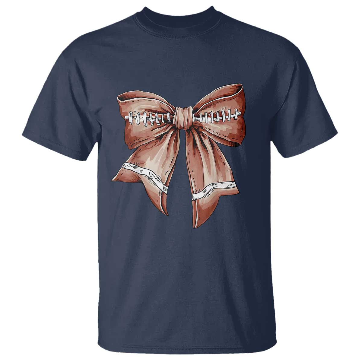 Coquette Bow Pumpkin American Football T Shirt Retro Thanksgiving Autumn Vibe - Wonder Print Shop