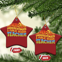 Never Underestimate A Public School Teacher Christmas Ornament Tim Walz 2024 Saying Public Education - Wonder Print Shop