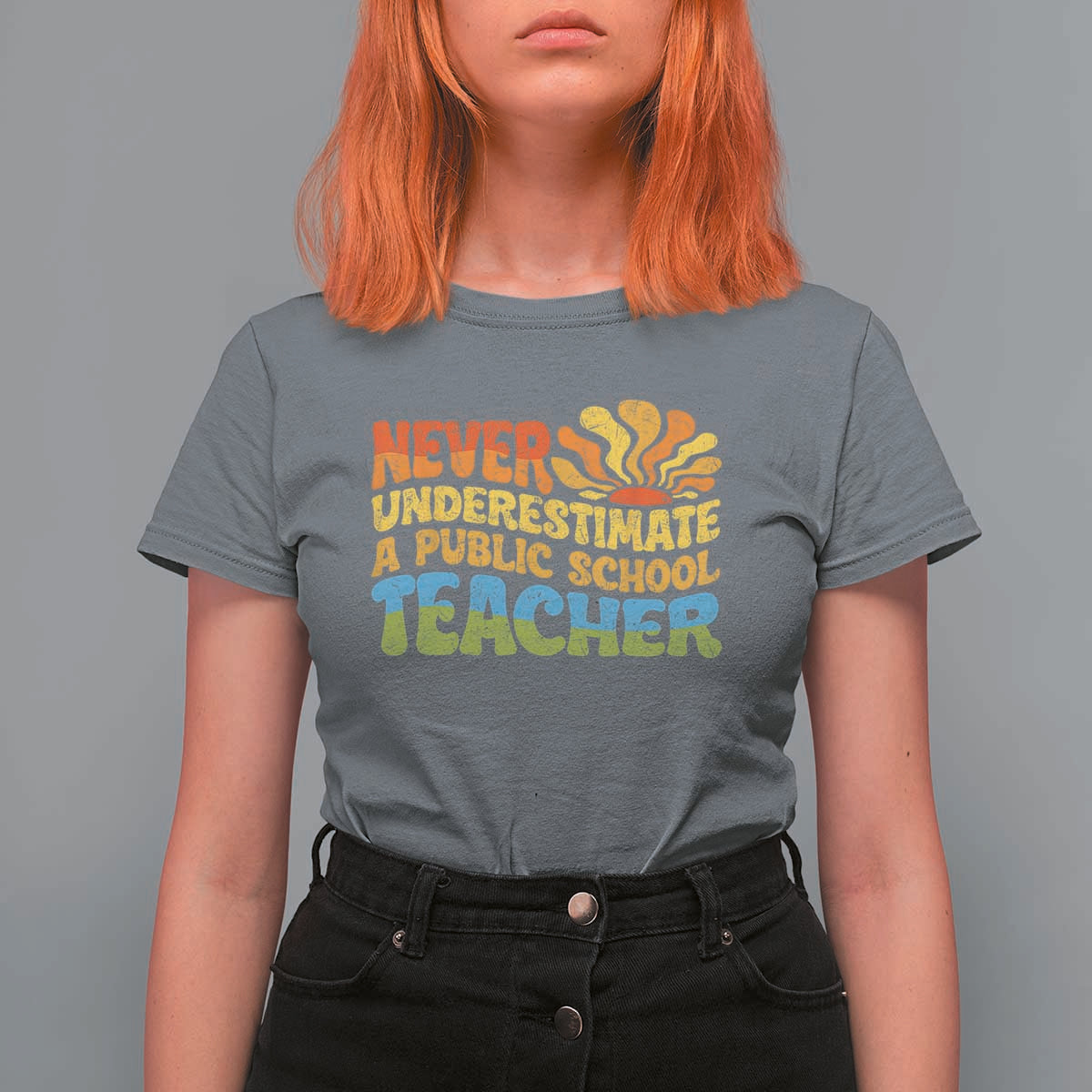 Never Underestimate A Public School Teacher T Shirt For Women Tim Walz 2024 Saying Public Education - Wonder Print Shop