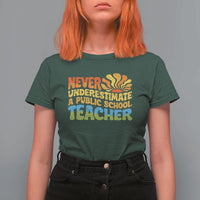 Never Underestimate A Public School Teacher T Shirt For Women Tim Walz 2024 Saying Public Education - Wonder Print Shop
