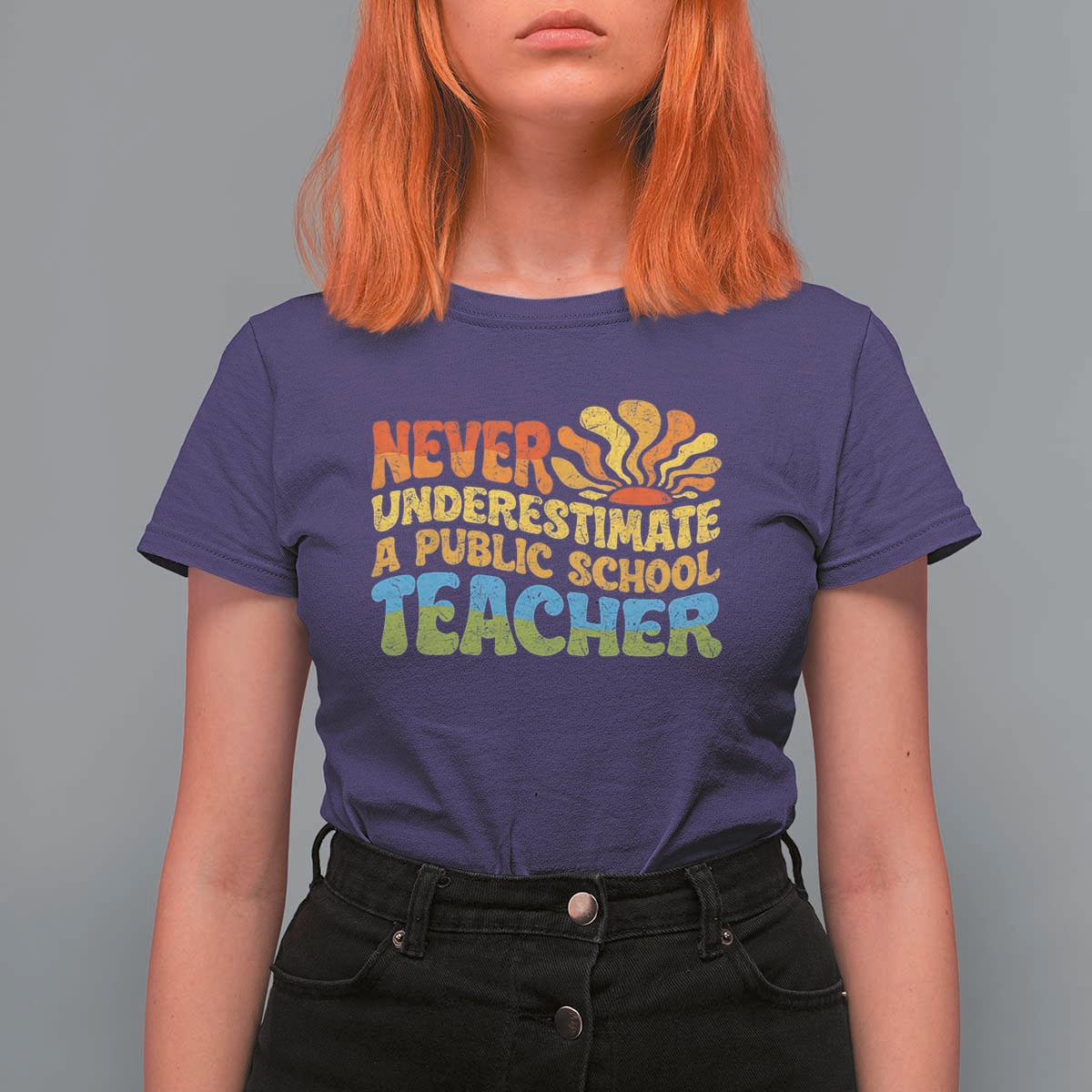 Never Underestimate A Public School Teacher T Shirt For Women Tim Walz 2024 Saying Public Education - Wonder Print Shop
