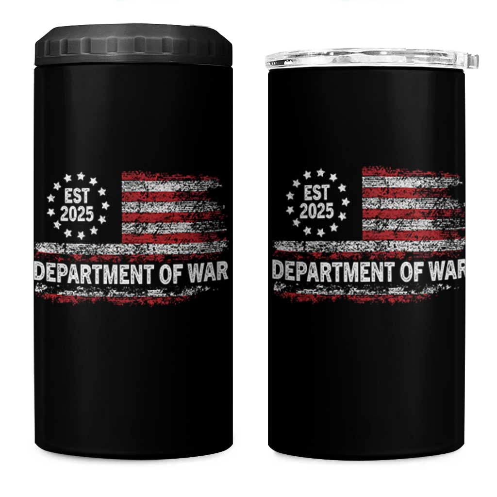 Department of War Est 2025 4 in 1 Can Cooler Tumbler Patriotic Military Vintage Grunge American Flag - Wonder Print Shop
