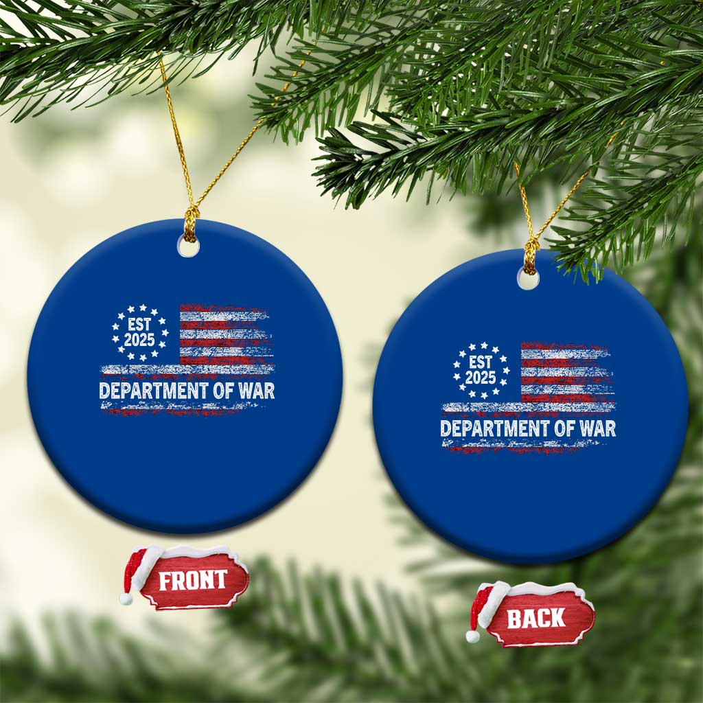 Department of War Est 2025 Ceramic Ornament Patriotic Military Vintage Grunge American Flag - Wonder Print Shop