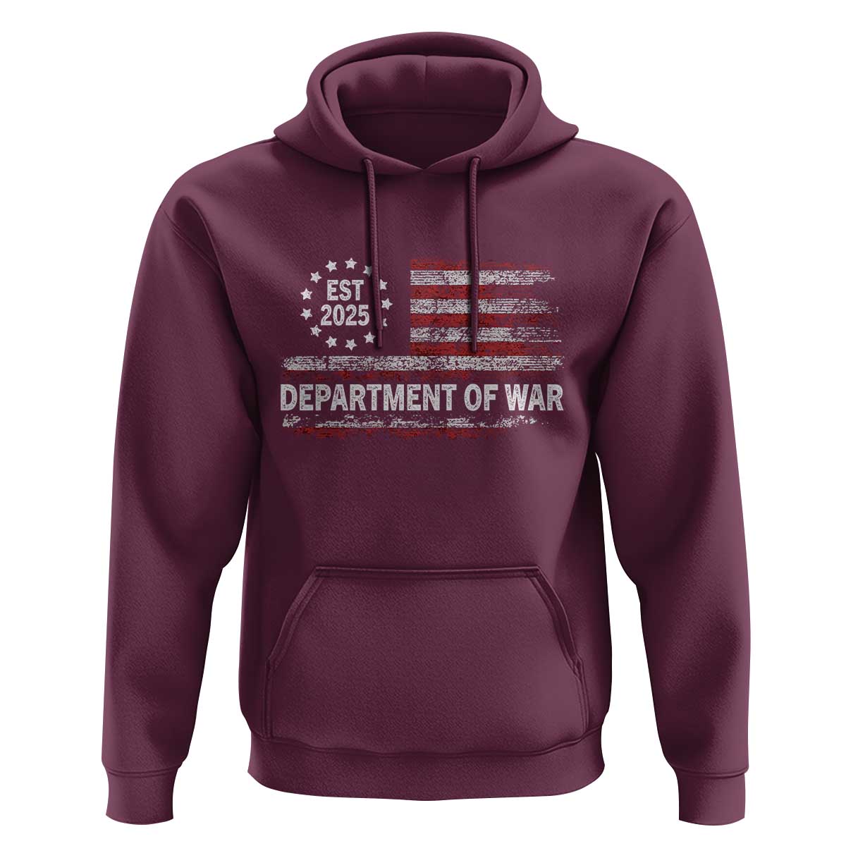 Department of War Est 2025 Hoodie Patriotic Military Vintage Grunge American Flag - Wonder Print Shop