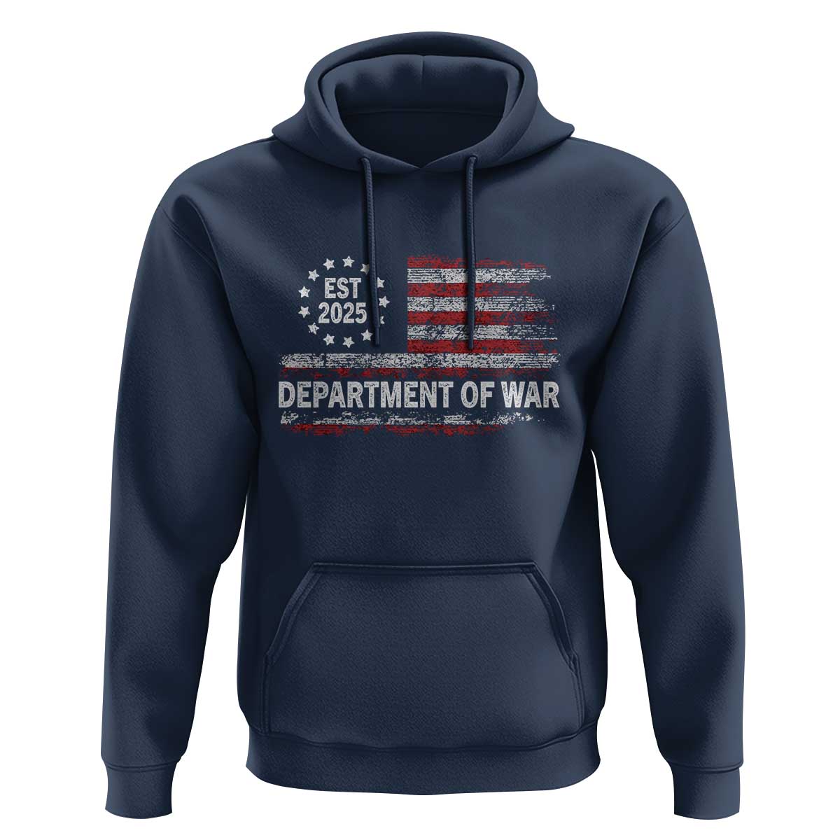 Department of War Est 2025 Hoodie Patriotic Military Vintage Grunge American Flag - Wonder Print Shop