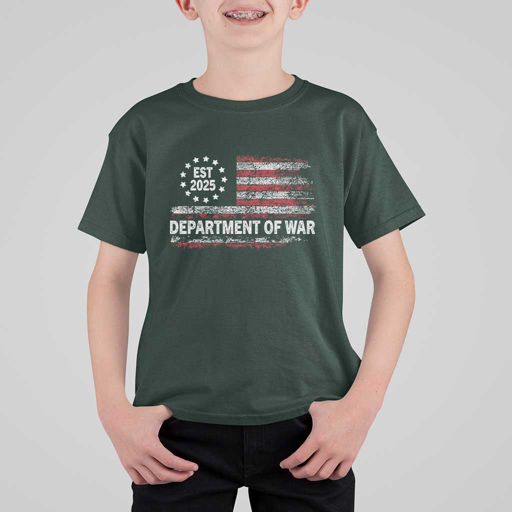 Department of War Est 2025 T Shirt For Kid Patriotic Military Vintage Grunge American Flag - Wonder Print Shop