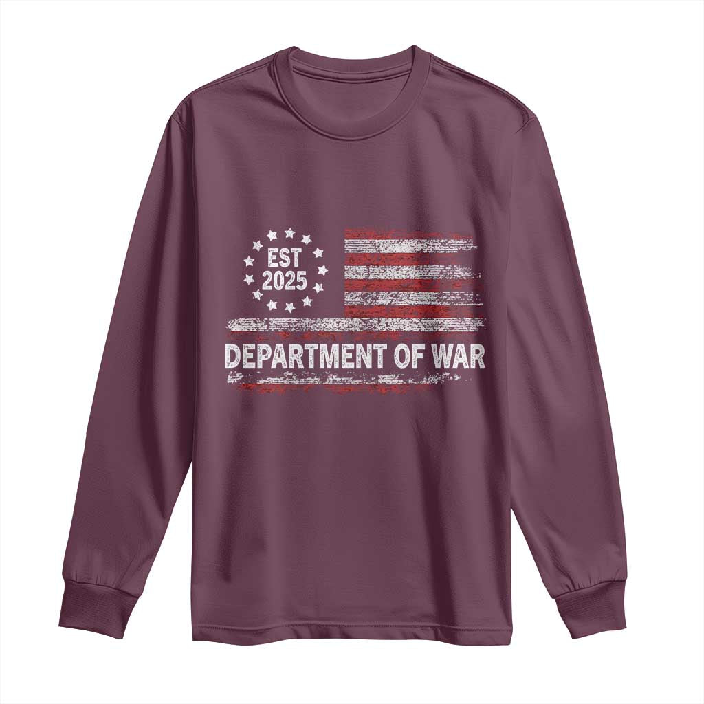 Department of War Est 2025 Long Sleeve Shirt Patriotic Military Vintage Grunge American Flag - Wonder Print Shop