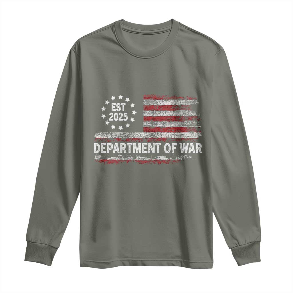 Department of War Est 2025 Long Sleeve Shirt Patriotic Military Vintage Grunge American Flag - Wonder Print Shop