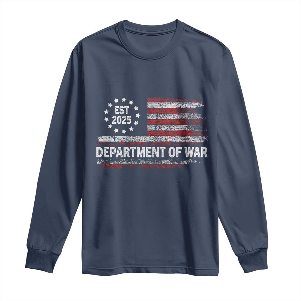 Department of War Est 2025 Long Sleeve Shirt Patriotic Military Vintage Grunge American Flag - Wonder Print Shop
