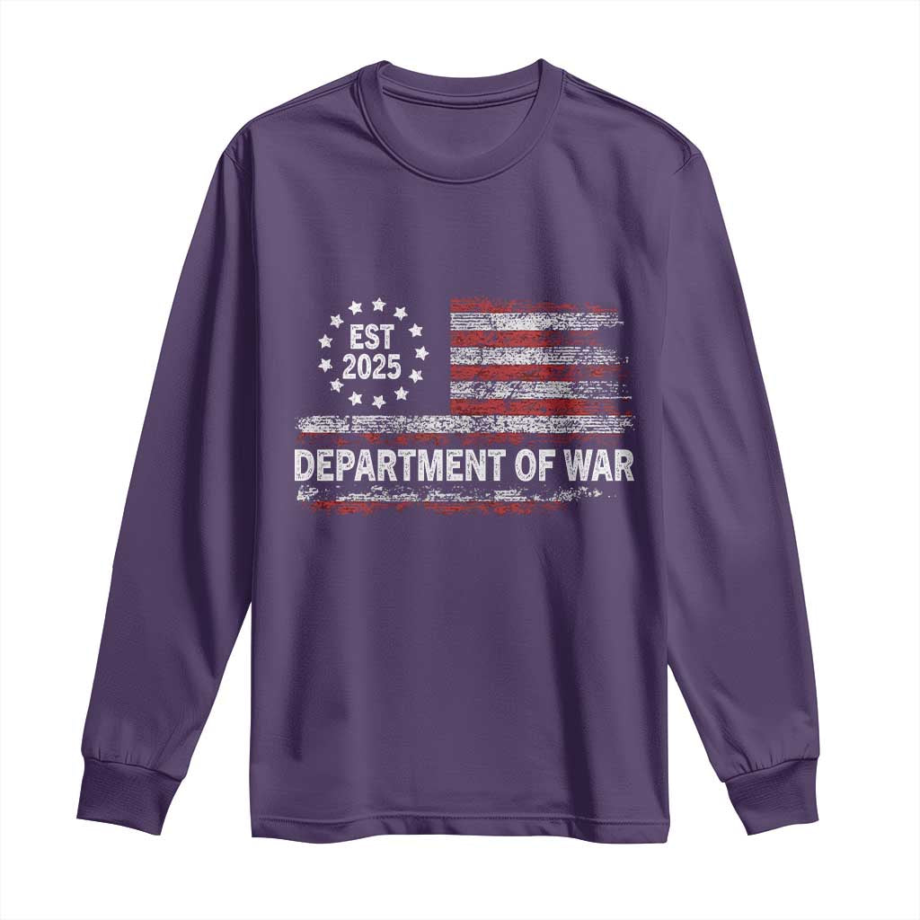 Department of War Est 2025 Long Sleeve Shirt Patriotic Military Vintage Grunge American Flag - Wonder Print Shop